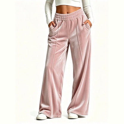 Women's Elegant Velvet Wide-Leg Pants