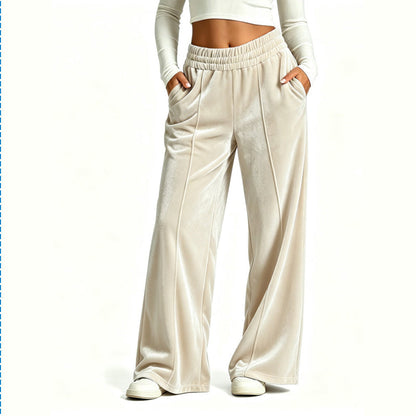 Women's Elegant Velvet Wide-Leg Pants