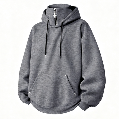 Men's Casual High Collar Loose Fit Hoodie