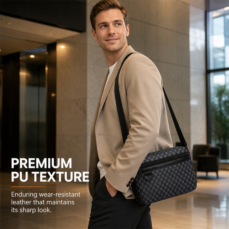 🖤 PU Leather Square Crossbody Bag for Men – Sleek Style & Everyday Convenience