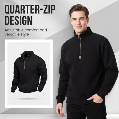 🍂 Easy Everyday Comfort | Men's Warm-Lined Stand-Collar Quarter-Zip Pullover