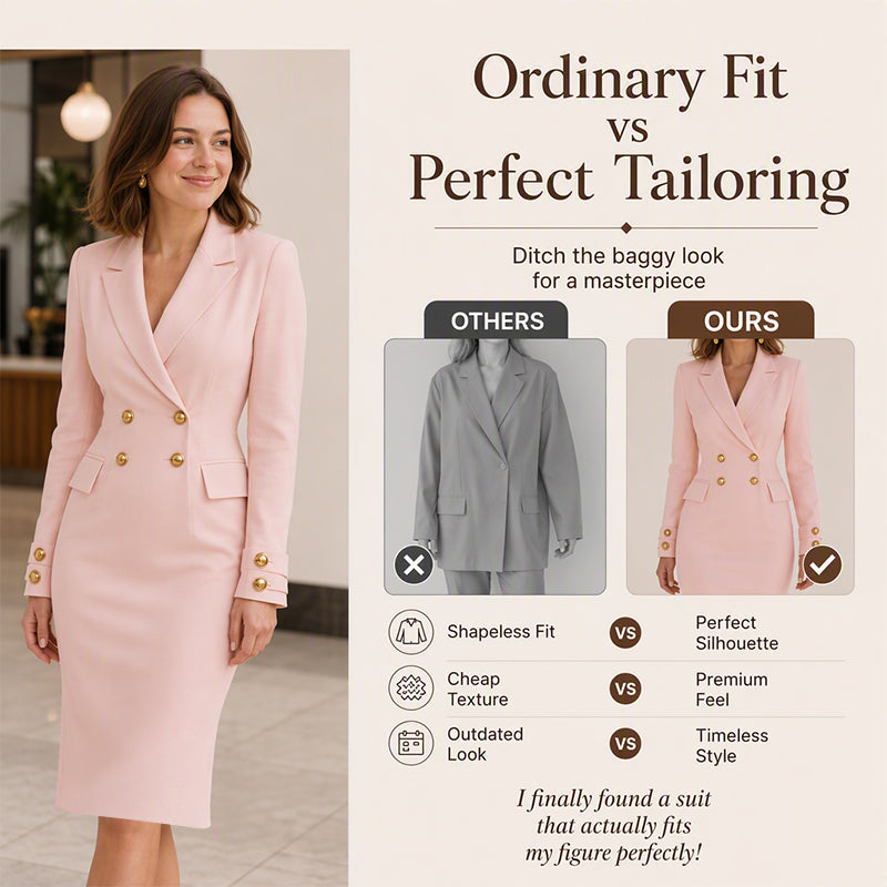 ✨New Arrivals & Special Offers-Women's Double-Breasted Blazer Dress