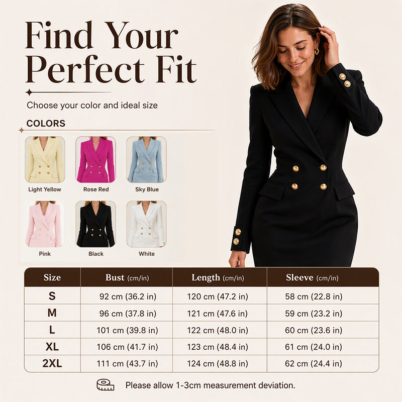 ✨New Arrivals & Special Offers-Women's Double-Breasted Blazer Dress