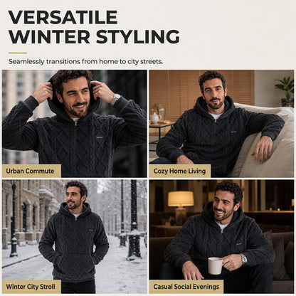 Men's Plush Diamond Cable Knit Textured Hoodie