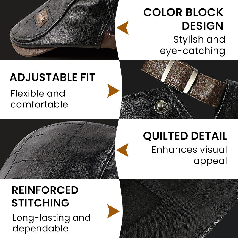 Men's Trendy  PU Leather Ivy Cap