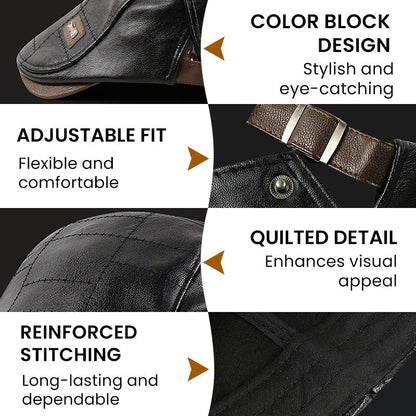Men's Trendy  PU Leather Ivy Cap