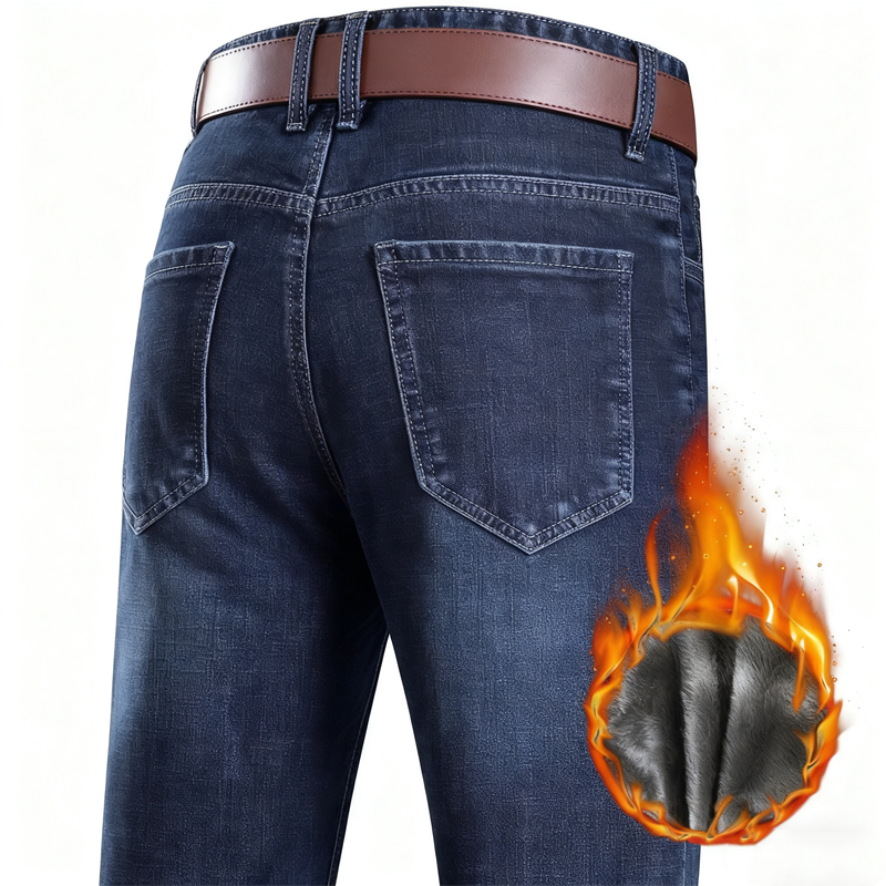 Men's Warm Lined Straight-Leg Jeans
