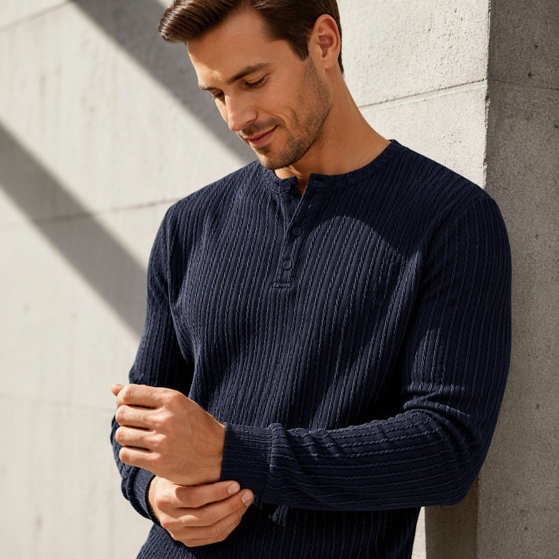 Men's Casual Henley Long Sleeve Shirt