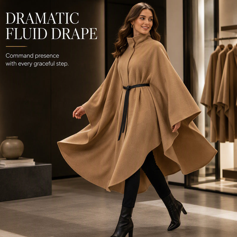 ✨ Timeless Elegance | Women's Stand-Collar Cape Coat ⚡ Free Shipping