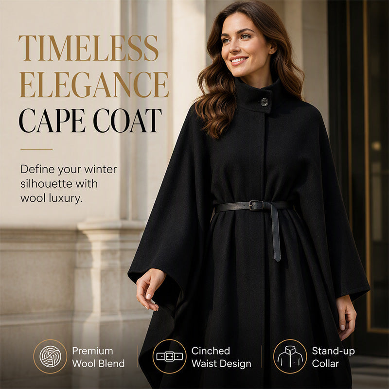 ✨ Timeless Elegance | Women's Stand-Collar Cape Coat ⚡ Free Shipping