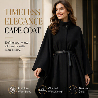 ✨ Timeless Elegance | Women's Stand-Collar Cape Coat ⚡ Free Shipping