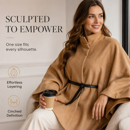 ✨ Timeless Elegance | Women's Stand-Collar Cape Coat ⚡ Free Shipping