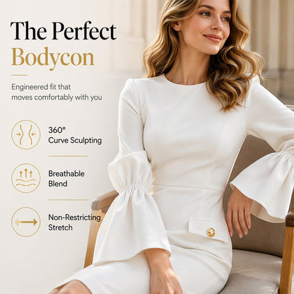 Women's Elegant Crew Neck Pencil Dress