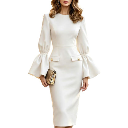 Women's Elegant Crew Neck Pencil Dress