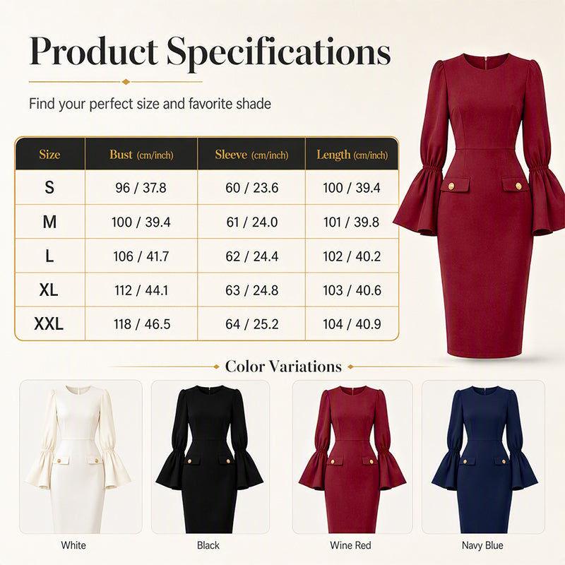Women's Elegant Crew Neck Pencil Dress