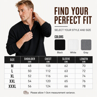 Men's Casual Waffle Knit Henley Shirt