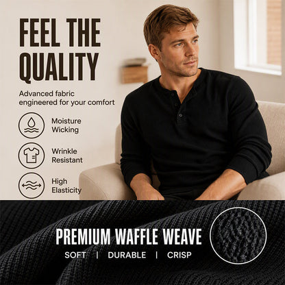Men's Casual Waffle Knit Henley Shirt
