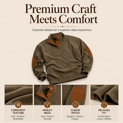 🏷️ Elevated Texture | Men's Corduroy Stand-Collar Sweatshirt