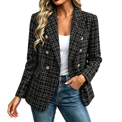Women's Casual Double-Breasted Blazer Jacket