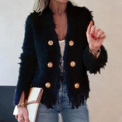 Women’s Fashion Button Tassel Short Coat