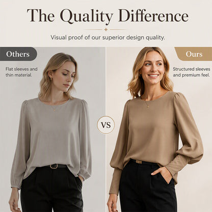 ✨ Elevated Everyday Style | Women's Lantern-Sleeve Relaxed Blouse