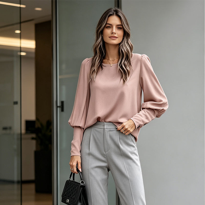 ✨ Elevated Everyday Style | Women's Lantern-Sleeve Relaxed Blouse