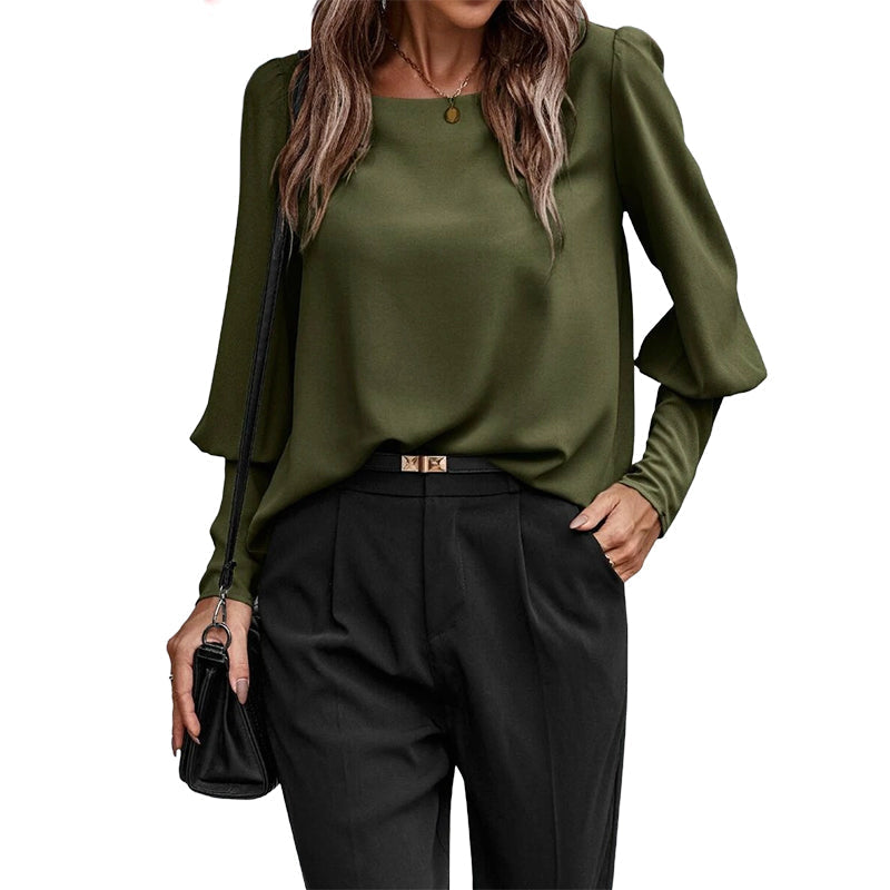 ✨ Elevated Everyday Style | Women's Lantern-Sleeve Relaxed Blouse