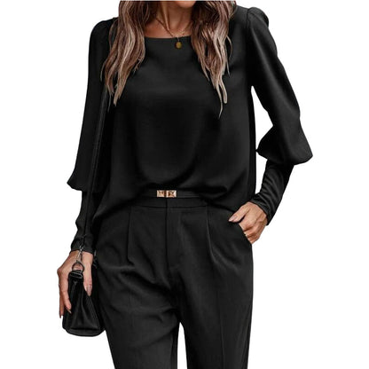 ✨ Elevated Everyday Style | Women's Lantern-Sleeve Relaxed Blouse
