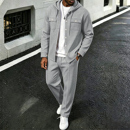 🧥Men's Casual Waffle Hooded Jacket & Pants Set – Casual Comfort & Effortless Style