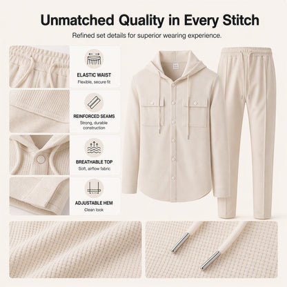 🧥Men's Casual Waffle Hooded Jacket & Pants Set – Casual Comfort & Effortless Style