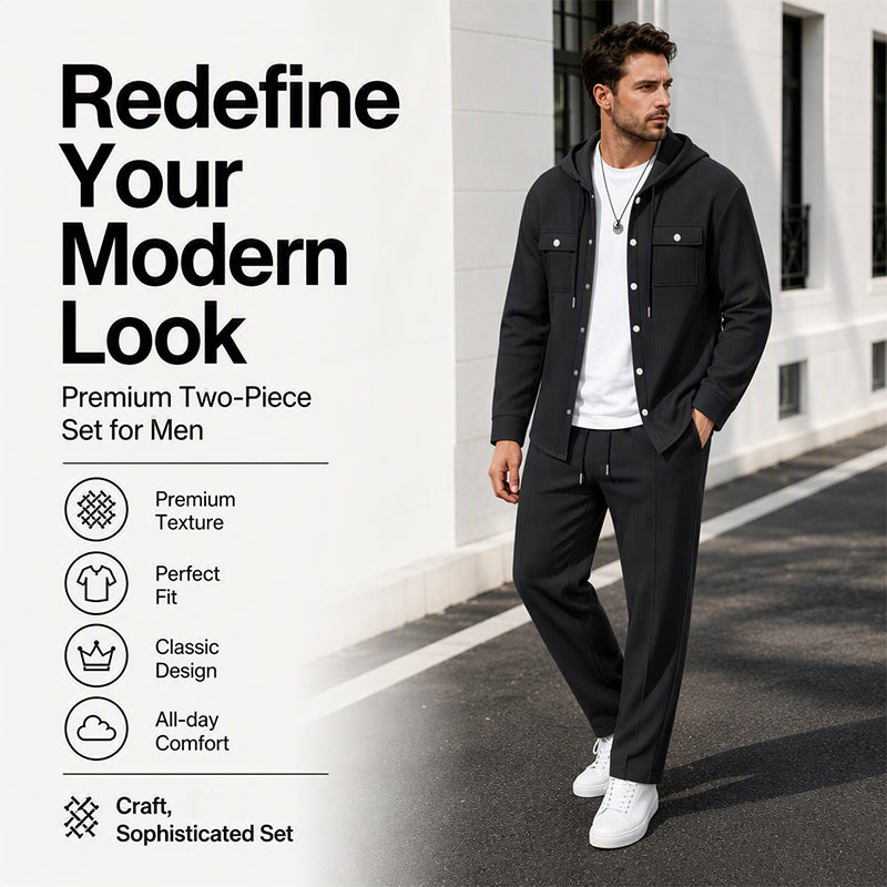 🧥Men's Casual Waffle Hooded Jacket & Pants Set – Casual Comfort & Effortless Style