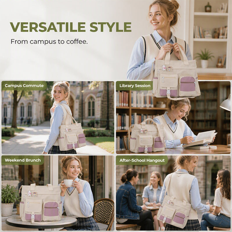 ✨ Everyday Convenience | Large-Capacity Multi-Pocket Canvas Tote Bag