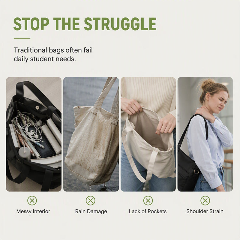 ✨ Everyday Convenience | Large-Capacity Multi-Pocket Canvas Tote Bag