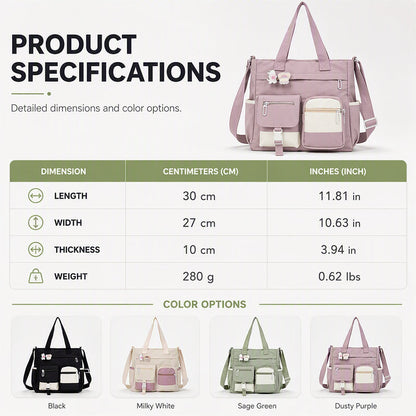 ✨ Everyday Convenience | Large-Capacity Multi-Pocket Canvas Tote Bag