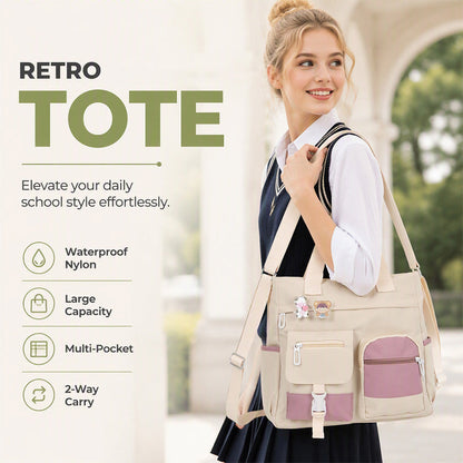✨ Everyday Convenience | Large-Capacity Multi-Pocket Canvas Tote Bag
