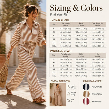 Women's Casual Striped Two-Piece Set