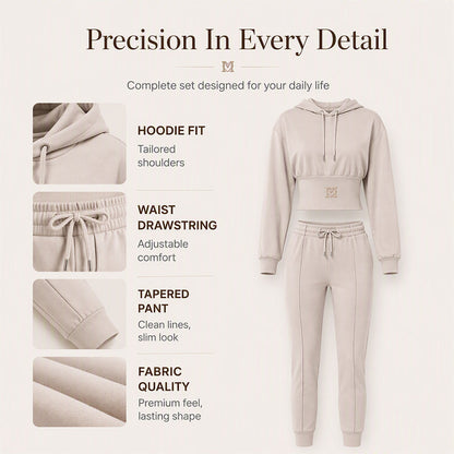 Women's Cinched Waist Hoodie & Pants Set