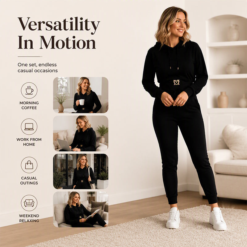 Women's Cinched Waist Hoodie & Pants Set