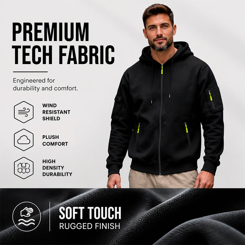🍂 Practical Everyday Style | Men's Full-Zip Hooded Cargo Jacket ⚡