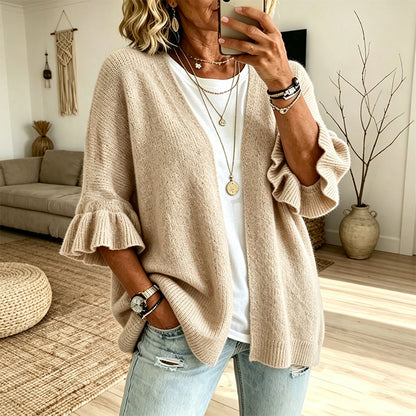 🌸 Feminine Knit Style | Women's Ruffle-Sleeve Knit Cardigan
