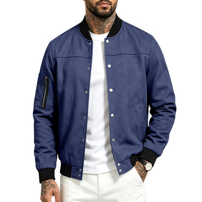 ✨ Timeless Texture | Men's Faux Suede Bomber Jacket