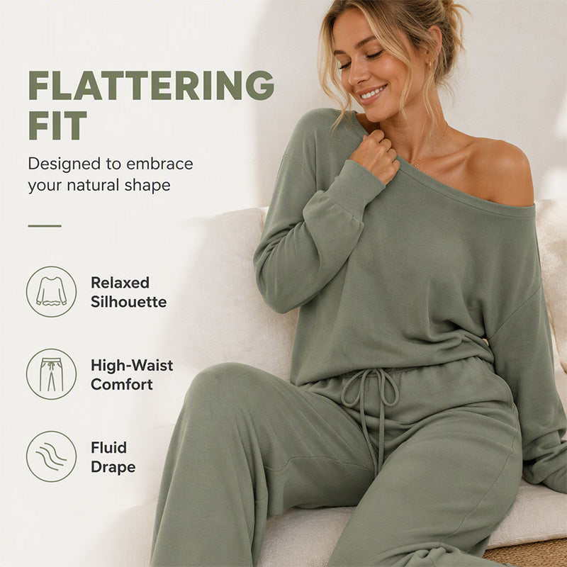Women's Off-Shoulder Top & Wide-Leg Pants Set
