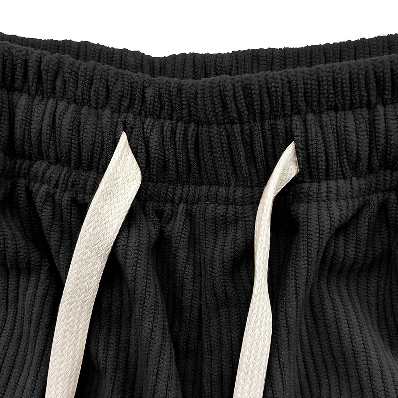 Women's Ribbed Wide-Leg Drawstring Cropped Pants