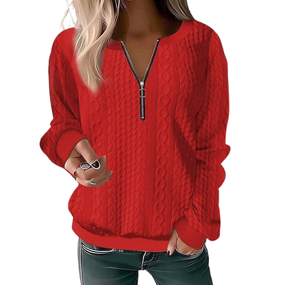 🍂 New Arrival ✨ Women’s Half-Zip Cable Knit Sweater – Elegant Warmth For Everyday Style 🤍