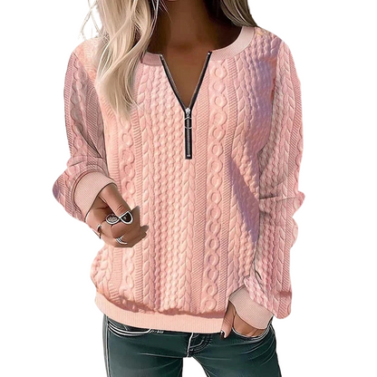 🍂 New Arrival ✨ Women’s Half-Zip Cable Knit Sweater – Elegant Warmth For Everyday Style 🤍