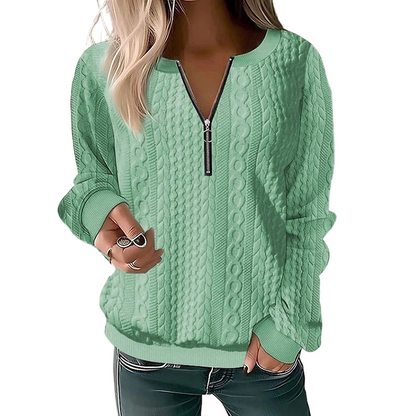🍂 New Arrival ✨ Women’s Half-Zip Cable Knit Sweater – Elegant Warmth For Everyday Style 🤍