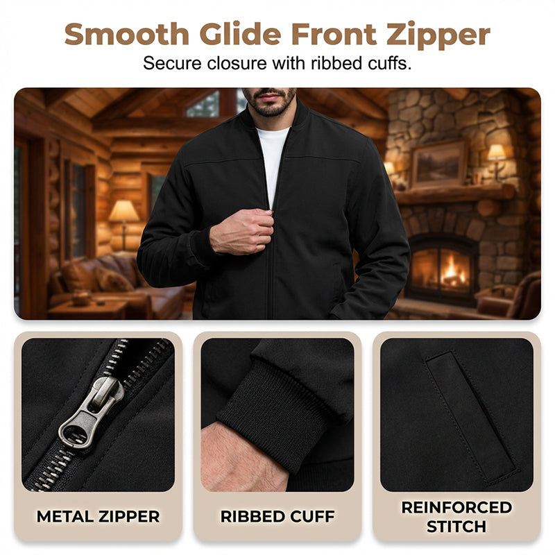 Men's Classic Bomber Jacket with Zip Front