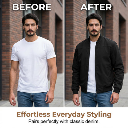 Men's Classic Bomber Jacket with Zip Front