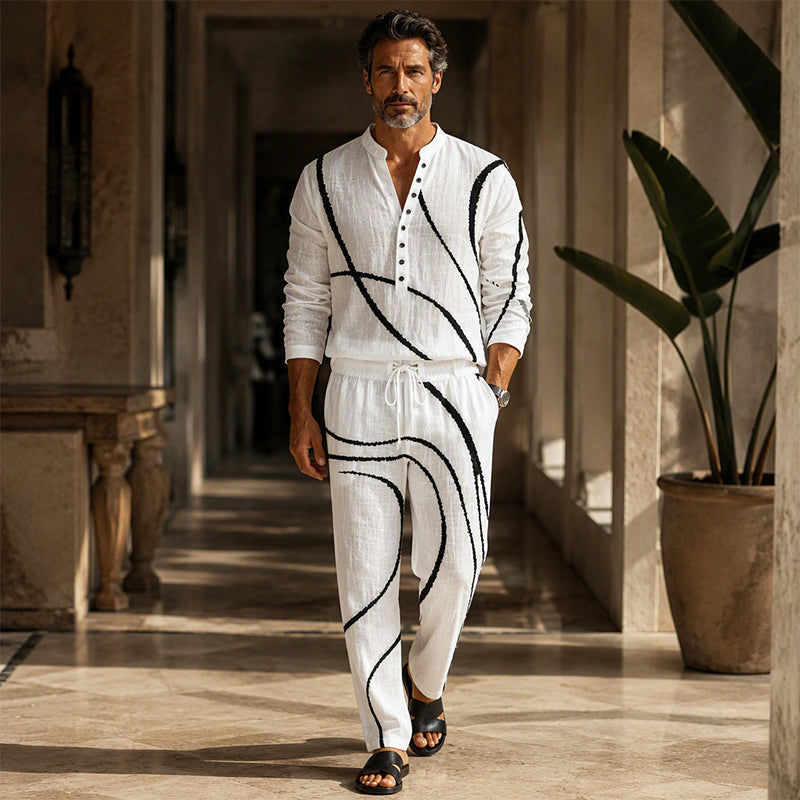 Men's Artistic Print Breathable 2-Piece Set