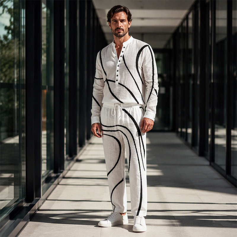 Men's Artistic Print Breathable 2-Piece Set